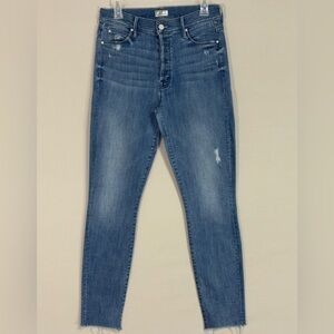 MOTHER The Stunner Ankle Fray Jeans Size 28 Skinny Distressed Raw Hem